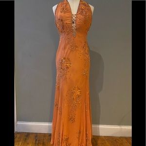 Beautiful Scala Silk Beaded Evening Gown